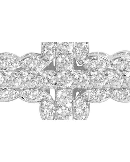 SAVVY CIE JEWELS Metallic Pavé Cubic Zirconia Cross Pendant Necklace