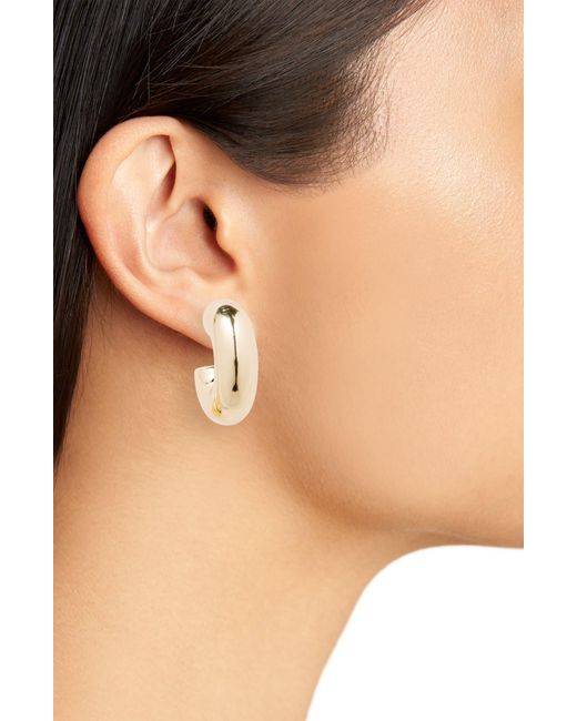 Natasha Couture Metallic C Tube Hoop Earrings