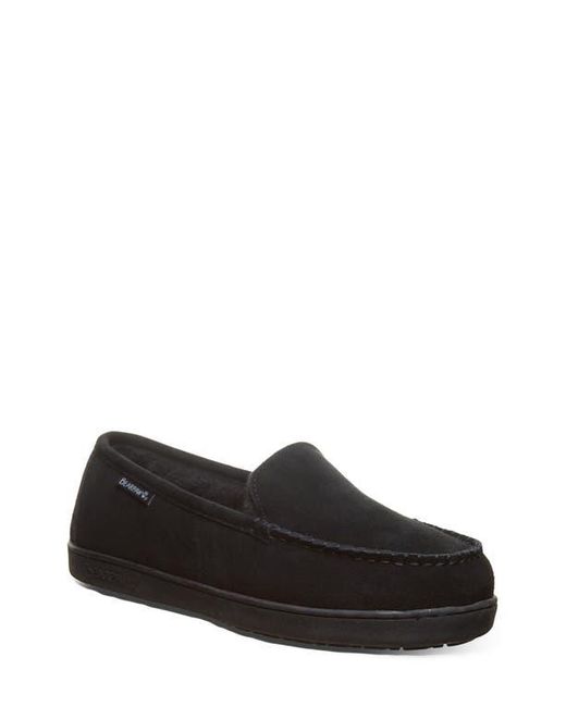 BEARPAW Black Brian Suede Faux Fur Wool Blend Lined Slipper for men