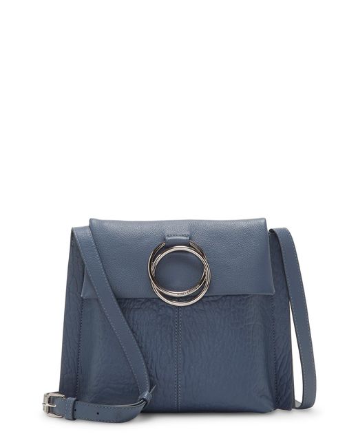 Vince Camuto Livy Large Leather Crossbody Bag In Blue Slate Pebbled Leather At Nordstrom Rack