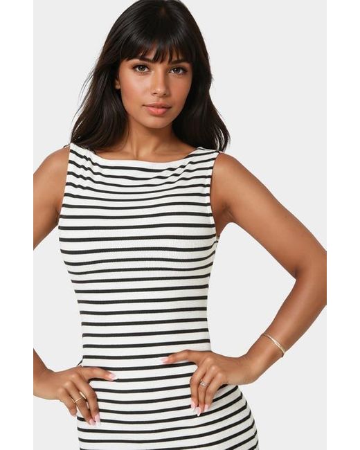 Bebe Multicolor Stripe Rib Body-Con Minidress