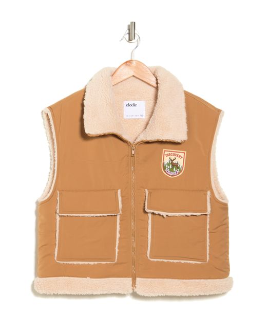 Elodie Multicolor Retro Faux Shearling Lined Vest In Camel Brown At Nordstrom Rack