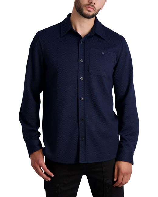 Karl Lagerfeld Blue Jacquard Button-up Shirt for men