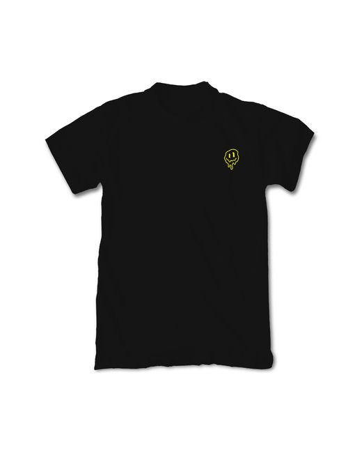 Riot Society Black Embroidered Melting Smile Cotton T-shirt for men