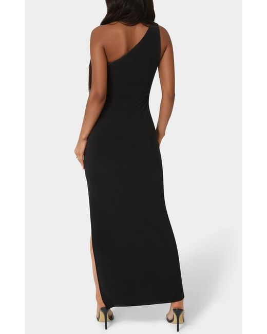 Bebe Black One-Shoulder Slit Maxi Dress