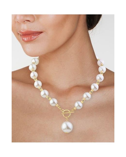 Jardin Blue Bubble Faux Pearl & Crystal Toggle Necklace