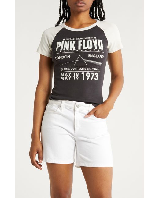 THE VINYL ICONS White Pink Floyd Graphic Raglan T-shirt