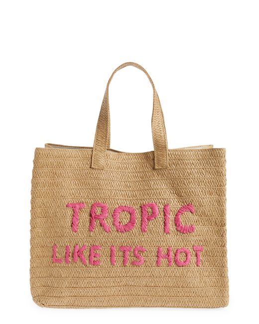 BTB Los Angeles Pink Tropic Like Its Hot Straw Tote