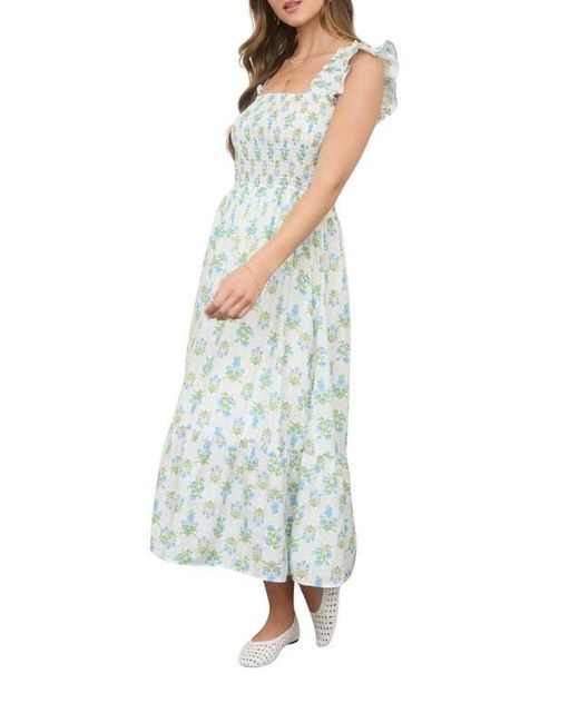 Blu Pepper Floral Tile Smocked Midi Dress in Blue | Lyst