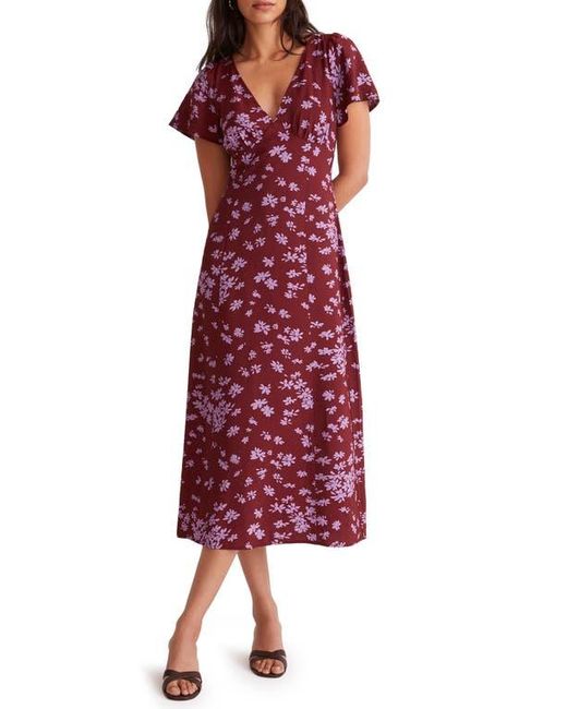 Madewell Floral Flutter Sleeve Midi Dress in Red Lyst