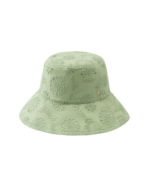 Helen Kaminski Green Corso Embroidered Cotton Bucket Hat
