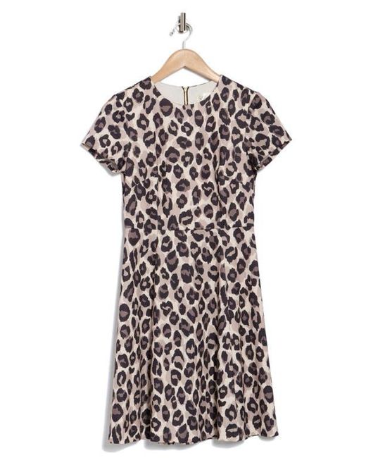 Eliza J Leopard Print Short Sleeve Fit Flare Dress in Red Lyst