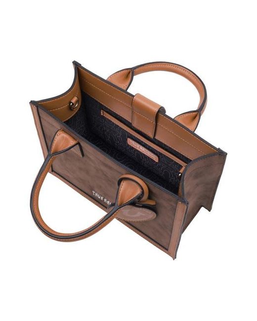 True Religion Brown Top Handle Box Tote Bag