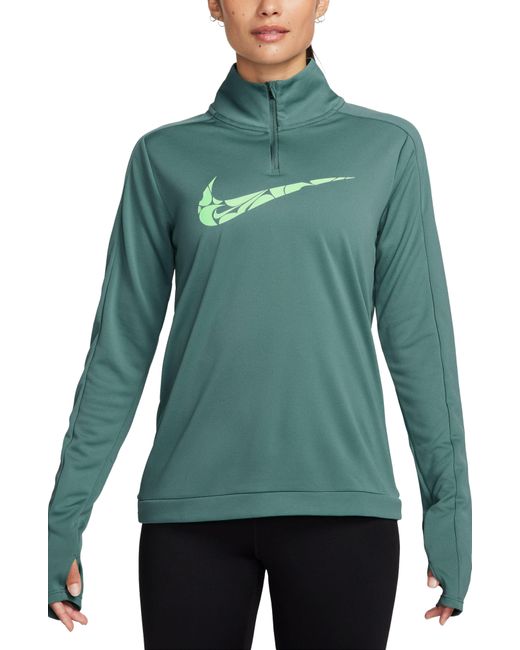 Nike Green Swoosh Dri-fit Quarter Zip Pullover