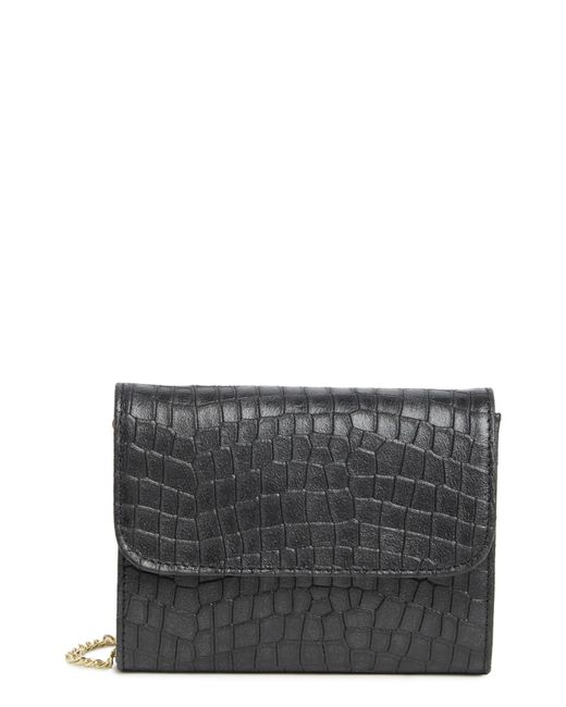 Persaman New York Gaia Flap Croc Embossed Leather Crossbody Bag In