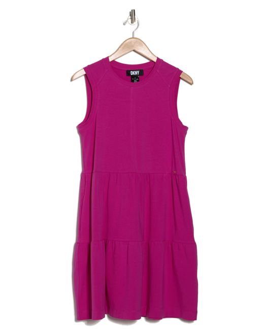DKNY Pink Sleeveless Stretch Cotton Dress