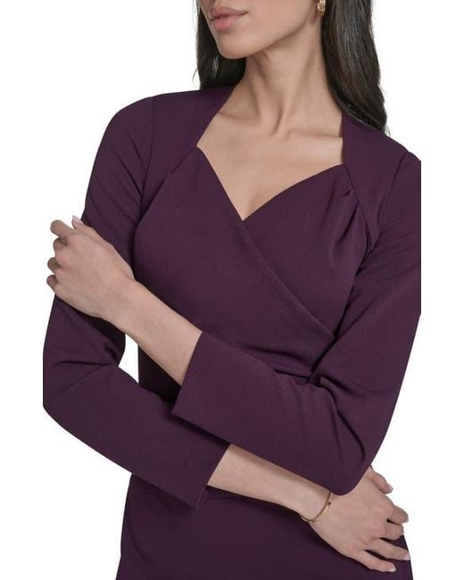 Calvin Klein Purple Stretch Crepe Midi Sheath Dress