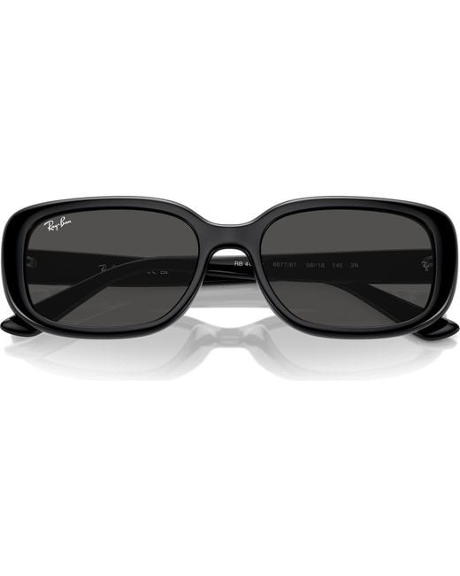 Ray-Ban Black 56Mm Pillow Rectangular Sunglasses for men