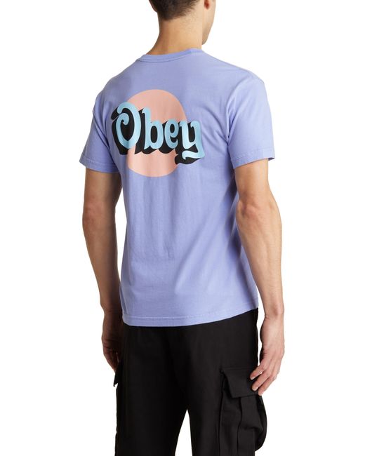 Obey Blue Dot Logo Organic Cotton T-shirt for men