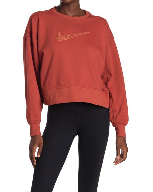 Nike Cotton Dri-fit Get Fit Swoosh Training Crew Neck Sweatshirt in