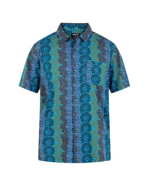 Hurley Blue Rincon Floral Short Sleeve Button-up Shirt for men