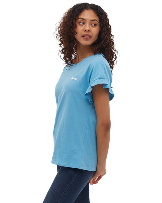Bench Blue Velmina Ruffle Sleeve T-shirt