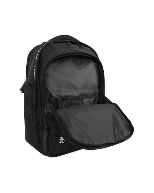 Original Penguin Black Zip Nylon Backpack for men