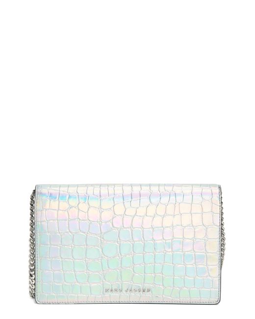 Marc Jacobs Metallic Party Croc Embossed Wallet On A Chain