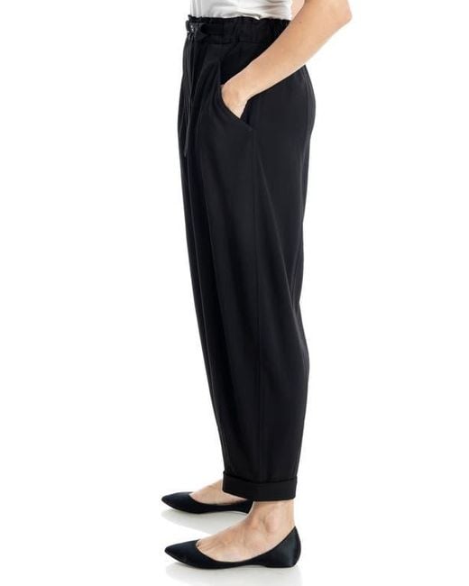 Max Studio Blue Easy Twill Belted Barrel Pants