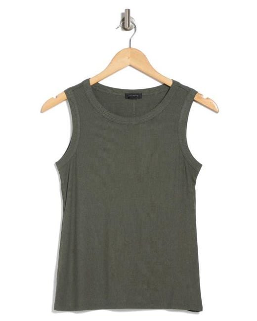 Halogen® Black Fitted Ribbed Tank Top