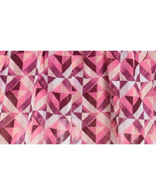 DONNA MORGAN FOR MAGGY Pink Geo Print Flutter Sleeve Maxi Dress
