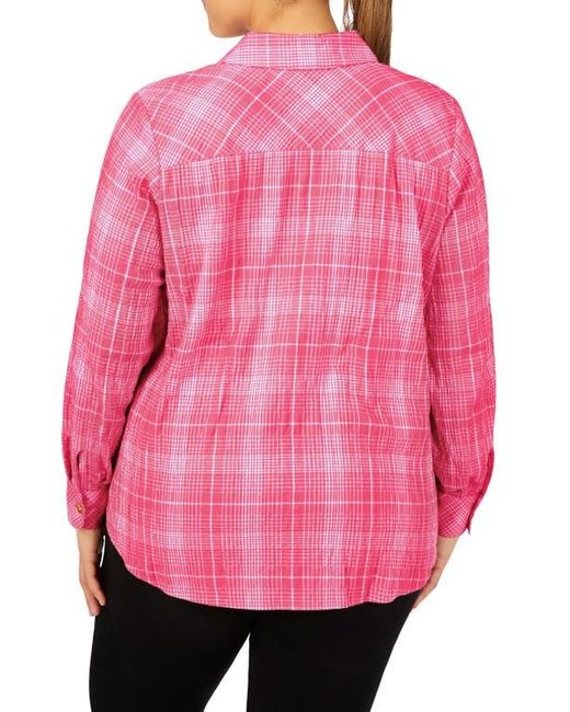 Foxcroft Pink Rhea Plaid Button-Up Shirt