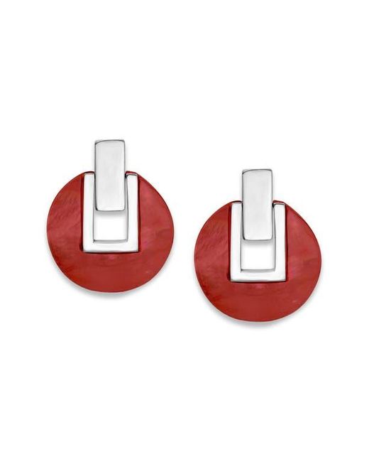 Samuel B. Red Round Hinge Earrings