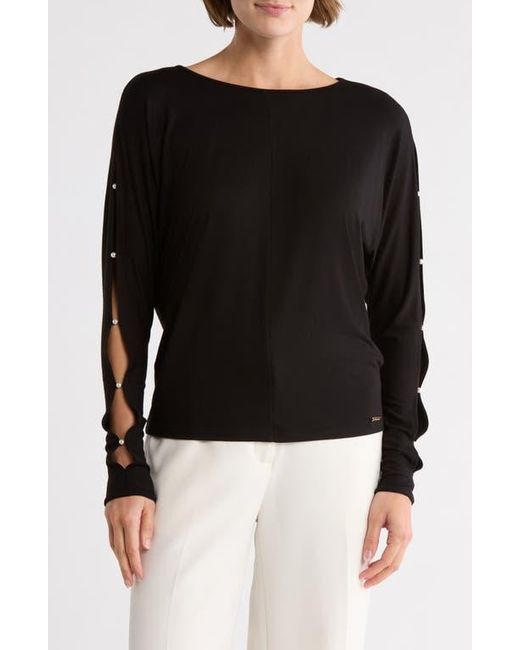 Tahari Black Cutout Dolman Sleeve Top
