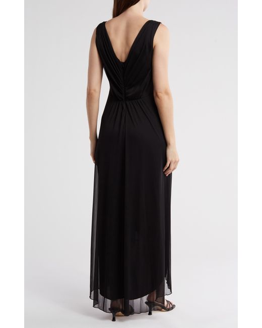 Connected Apparel Black High-low Chiffon Dress