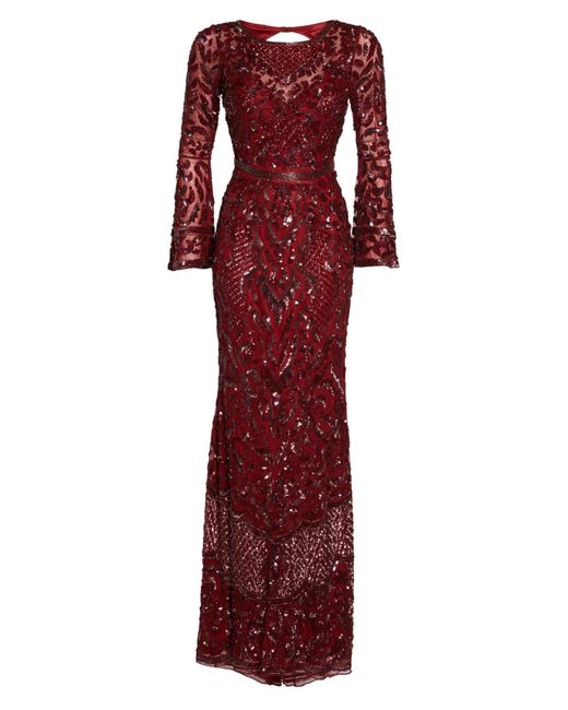 sequin bell sleeve gown mac duggal