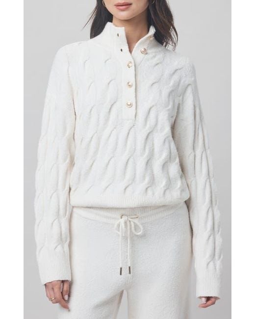 Splendid White X @Cellajaneblog Cable Half Placket Sweater