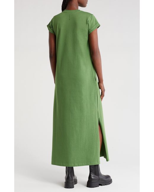 AllSaints Green Ann Short Sleeve Cotton Maxi Dress