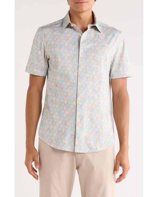 Bugatchi White Miles Ooohcotton Short Sleeve Button-Up Shirt for men