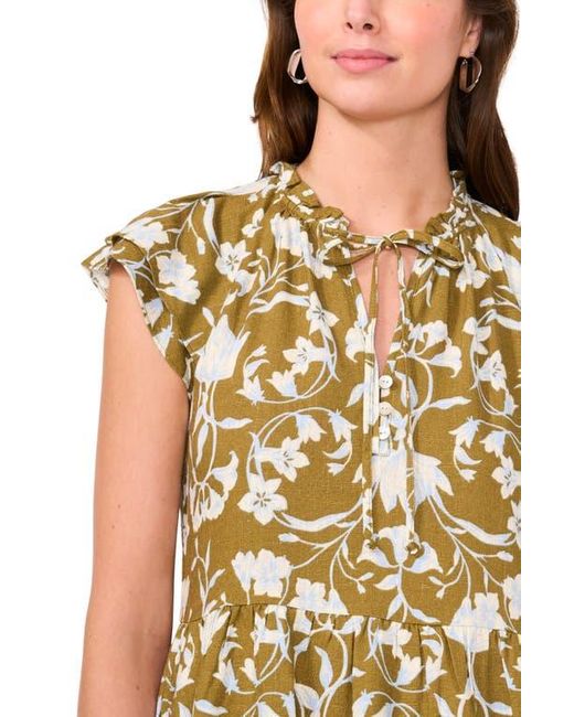 Halogen® Yellow Floral Flutter Sleeve Minidress