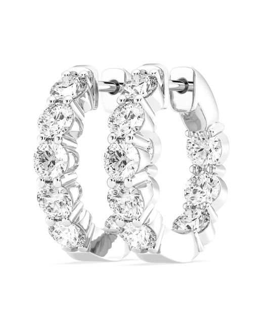 Badgley Mischka White 14k Gold Round Cut Lab-created Diamond Hoop Earrings