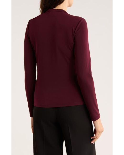 Tahari Red Long Sleeve Snap Button Top