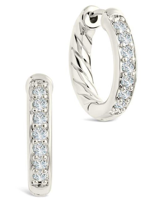Sterling Forever White Dylan Cubic Zirconia Micro Hoop Earrings