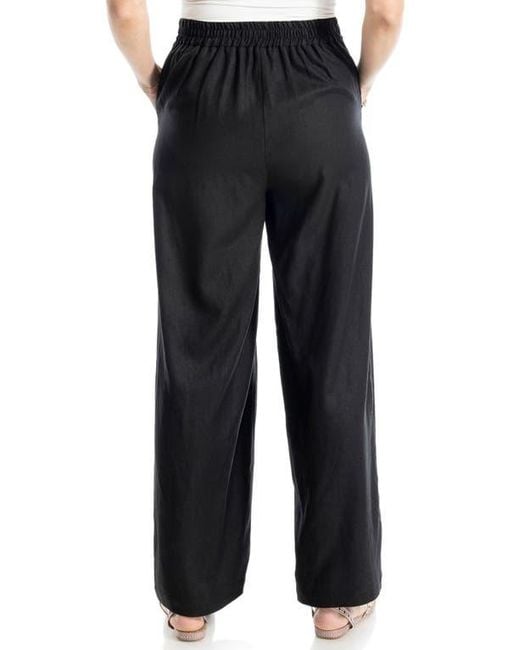 Max Studio Black Stripe High Waist Linen & Cotton Pants