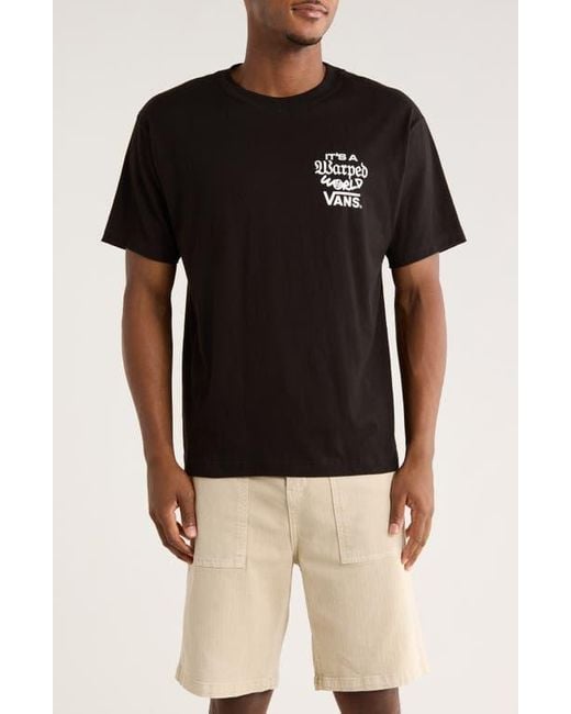 Vans Black Warped World Graphic T-Shirt for men