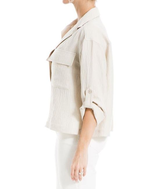 Max Studio White Collared Textured Shirt