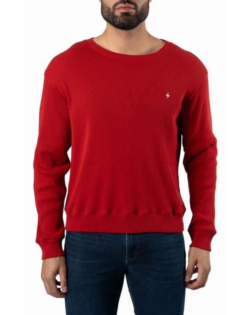 Jared Lang Red Ribbed Crewneck Sweater for men