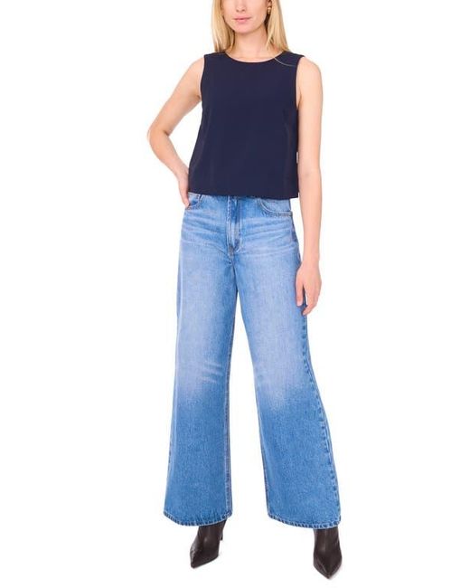 1.STATE Blue Sleeveless Boxy Twill Top