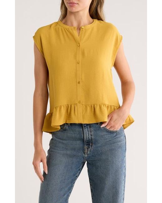 Bobeau Blue Airflow Sleeveless Button-Up Top