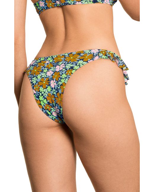 Maaji Green Blossom Kali Ruffle Reversible Bikini Bottoms